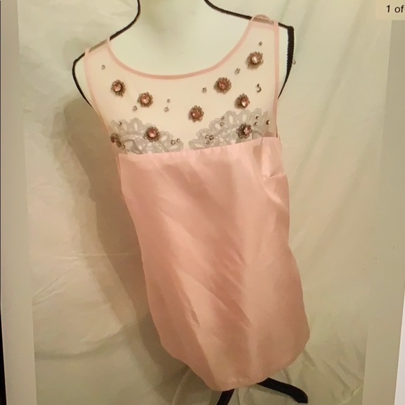 Size 12 Pink Rhinestone Mesh Neck Prom Party Dress - Picture 1 of 8